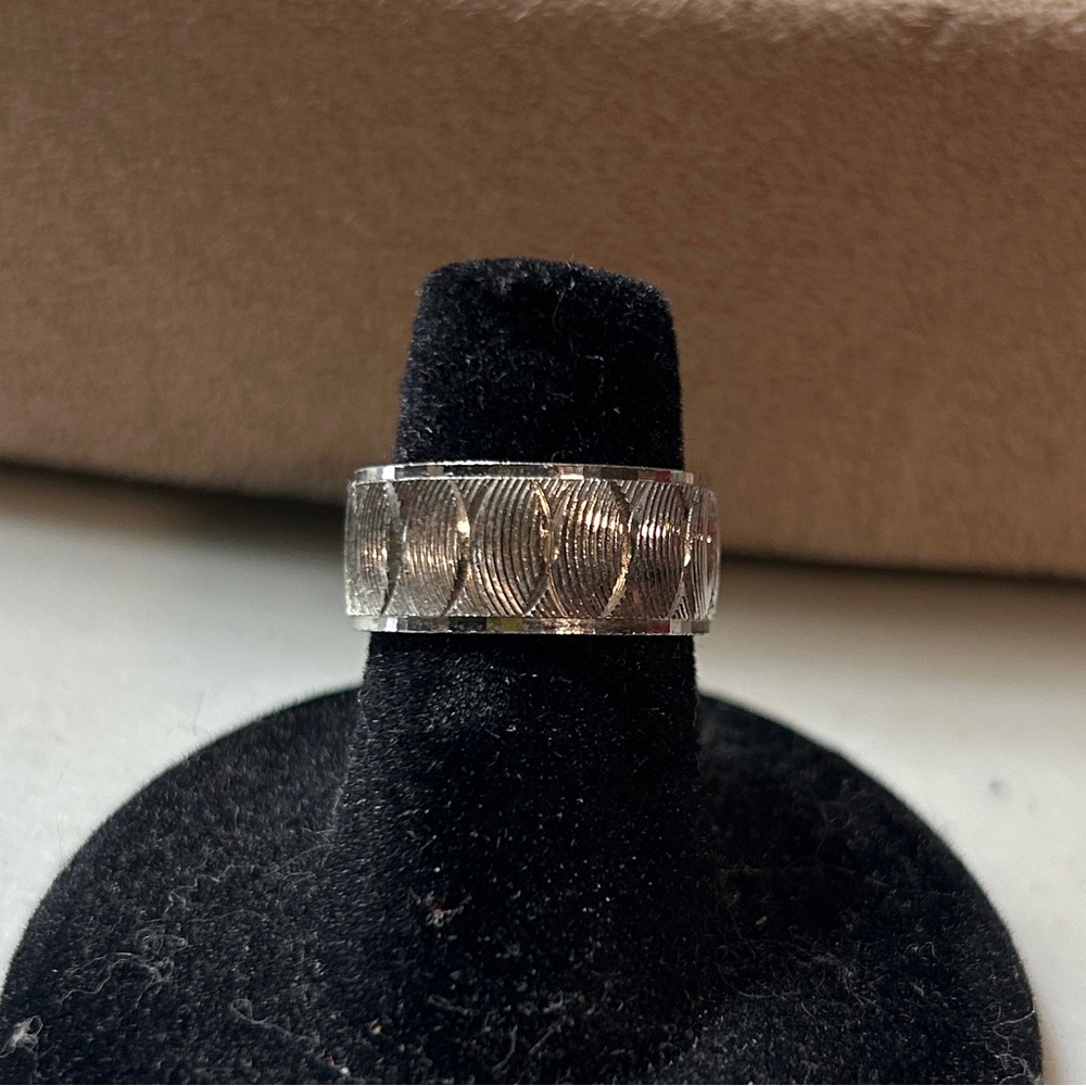 1970’s VINTAGE UNCAS ETCHED STERLING SILVER 925 BAND RING WEDDING BAND TEXTURED